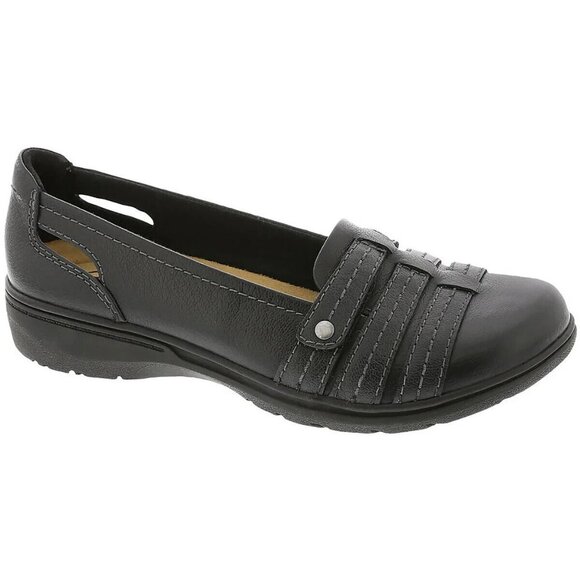 Clarks Carleigh Eliza Triple-Strap Flats Women's Navy Size 11N Leather Slip On - Picture 3 of 5